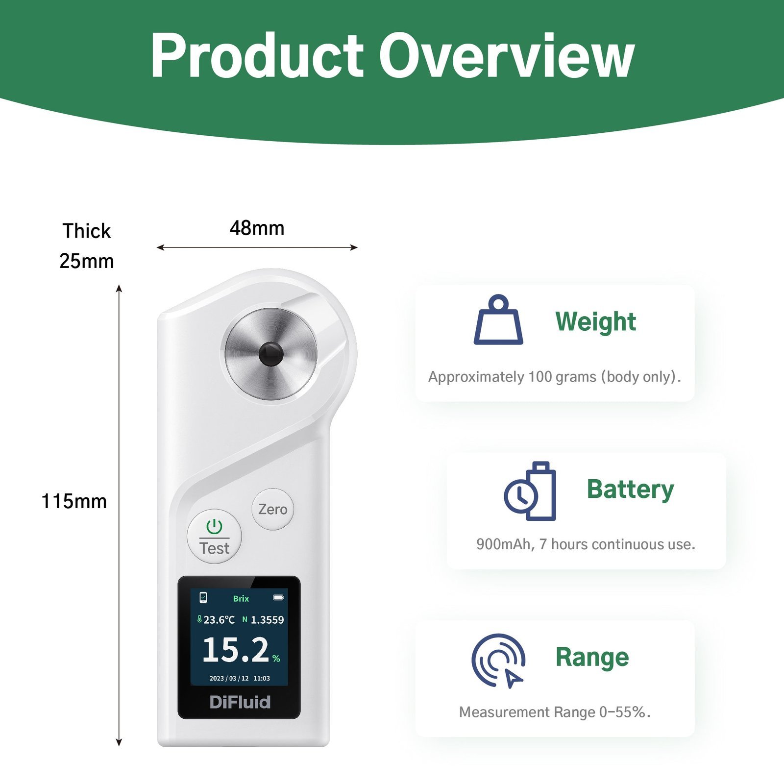 Sugar Meter Refractometer Digital Handheld Sugar Beer Brix Test Optical 0-32% ATC Fruit Sugar Meter Saccharimeter